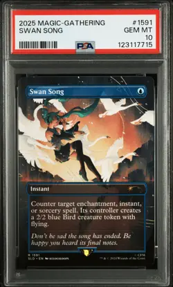 2025 MTG SECRET LAIR DROP HATSUNE MIKU: WINTER DIVA #1591 SWAN SONG PSA 10 - Image 1