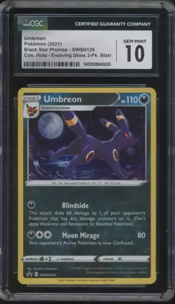 2021 Pokemon Black Star Promo Cosmic Holo Evolving Skies Umbreon Gem Mint CGC 10 - Image 1