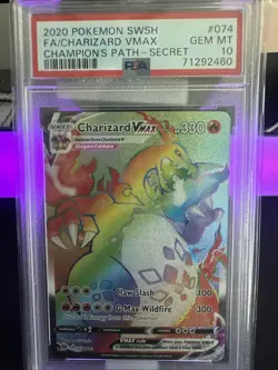 2020 POKEMON SWORD & SHIELD CHAMP'S PATH SECRET FULL ART/CHARIZARD VMAX PSA 10 - Image 1