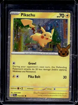 2024 Pokemon SV Paldean Fates PAF EN Pikachu Promos Cosmos Holo #018/091 - Image 1