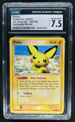 2005 Pokemon EX Emerald Pichu Promos Nintendo World #59/106 CGC 7.5 - Image 1
