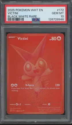 2025 Pokemon WHT EN Black White Rare #172 Victini Gem Mint PSA 10 - Image 1