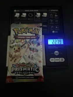 22.79g VERY HEAVY Prismatic Evolutions Pokemon Sealed Booster Pack New - Image 1