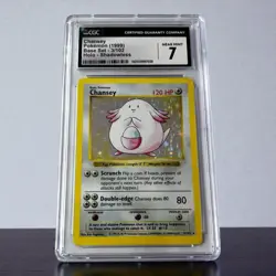 1999 Chansey Pokemon Game 3/102 Base Set Shadowless Holo CGC 7 - Image 1