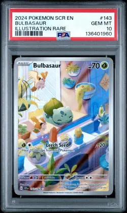 2024 POKEMON SCR EN-STELLAR CROWN ILLUSTRATION RARE #143 BULBASAUR PSA 10 - Image 1