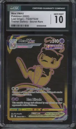 2022 Pokemon Lost Origin Trainer Gallery Secret Rare Mew VMAX Gem Mint CGC 10 - Image 1
