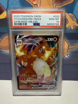 2020 Pokemon Charizard VMAX #020 PSA 10 Gem Mint Darkness Ablaze Full Art - Image 1