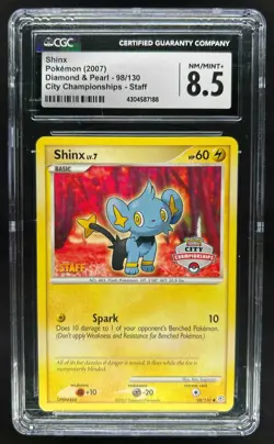 2007 Pokemon Diamond Pearl Shinx Promos City Chammpionship Staff #98/130 CGC 8.5 - Image 1