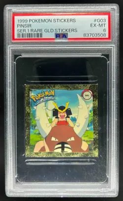 1999 Pokemon Stickers Pinsir Series 1 Rare Gold Stickers #G03 PSA 6 EX-MT - Image 1