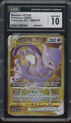 2022 Pokemon Pokemon Go #086 Mewtwo VSTAR Gem Mint CGC 10 - Image 1