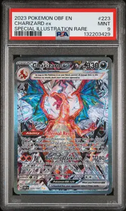Pokemon 2023 Charizard EX Obsidian Flames Holo PSA Mint 9 223/197 - Image 1