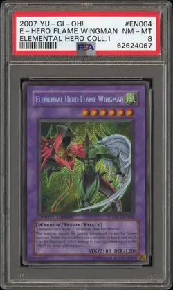 2007 YU-GI-OH! EHC1 #EN004 ELEMENTAL HERO FLAME WINGMAN PSA 8 - Image 1