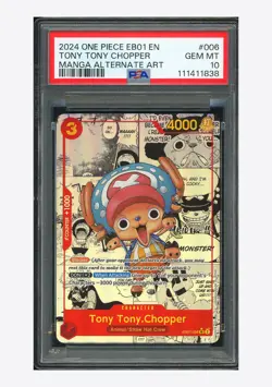 One Piece PSA 10 Tony Tony Chopper Manga Alt Art 2024 EB01-006 EB01 English - Image 1