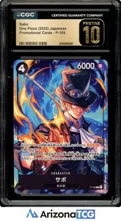 One Piece 2025 Sabo P-105 Japanese Promo BLACK LABEL CGC 10 - Image 1