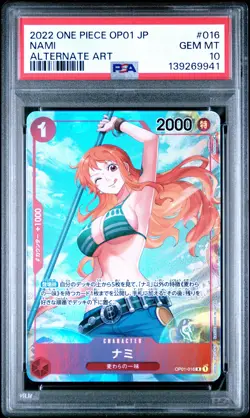 2022 ONE PIECE JAPANESE OP01-ROMANCE DAWN ALTERNATE ART #016 NAMI PSA 10 - Image 1