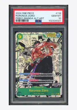 One Piece PSA 10 Roronoa Zoro Manga Alt Art 2024 OP06-118 PRB01 English - Image 1