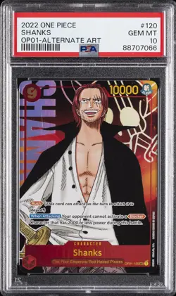 2022 ONE PIECE OP01-ROMANCE DAWN ALTERNATE ART #120 SHANKS PSA 10 - Image 1