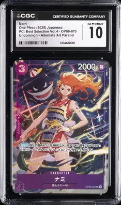 2025 ONE PIECE JAPANESE PC BEST SELECTION VOL 4 ALT ART NAMI CGC 10 GEM MINT - Image 1