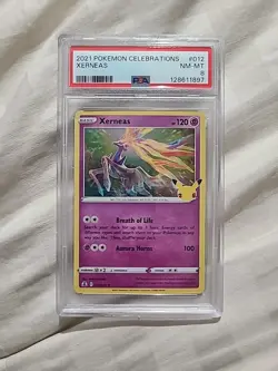 2021 Pokemon Celebrations Xerneas Holo Rare Card PSA 8 NM-MT 012/025 - Image 1