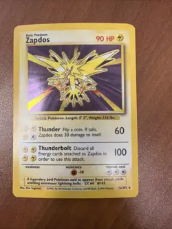 Zapdos 16/102 Spanish 1999 Base Set Holo Card Pokemon TCG NM - Image 1