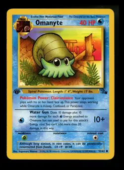 #2 1st Edition Omanyte 52/62 Fossil 1999 WOTC Pokemon Card TCG - Image 1