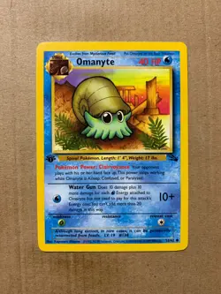 1st Edition Omanyte 52/62 Fossil Set - Common Pokemon Card - NM/Mint - Image 1
