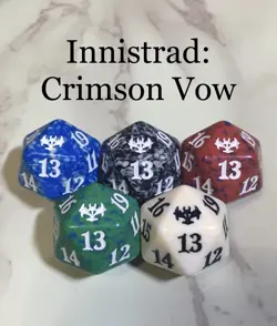 Complete Set (x5) MTG D20 Spindown Lifecounter Set Dice - INNISTRAD CRIMSON VOW - Image 1
