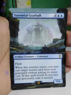 Torrential Gearhulk MTG Final Fantasy Commander Hand Painted Full Altered Art v - Image 2