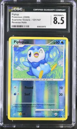 CGC 8.5 Piplup 2009 Supreme Victors 121/147 Reverse Holo Pokemon Card - Image 1