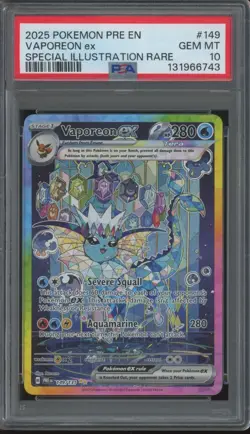 2025 Pokemon PRE EN Special Illustration Rare #149 Vaporeon ex Gem Mint PSA 10 - Image 1