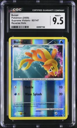 CGC 9.5 MINT+ Buizel 2009 Supreme Victors 92/147 Reverse Holo Pokemon Card - Image 1