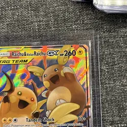Pokemon TCG Holo Ultra Rare Raichu and Alolan Raichu GX Tag Team - Image 3