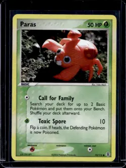 2004 Pokemon EX FireRed & LeafGreen Paras Holo #72/112 - Image 1
