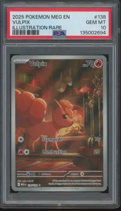 2025 Pokemon MEG EN Illustration Rare #138 Vulpix Gem Mint PSA 10 - Image 1