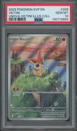 2025 Pokemon SVP EN Unova Illustration Collection #208 Victini Gem Mint PSA 10 - Image 1