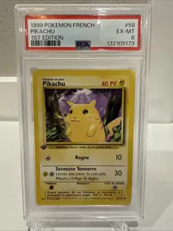 1999 Pokemon 1st Edition French Pikachu PSA 6 EXMT - Image 1