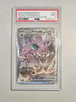 2025 POKEMON DRI EN-DESTINED RIVALS #233 TEAM ROCKET'S NIDOKING EX PSA 9 - Image 1