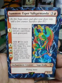 Summon: Esper Valigarmanda MTG Final Fantasy Commander Hand Painted Altered Art - Image 2