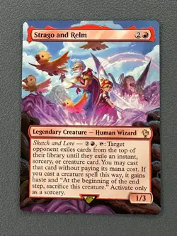 Strago and Relm MTG Final Fantasy Commander Hand Painted Borderless Altered Art - Image 1