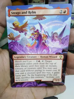 Strago and Relm MTG Final Fantasy Commander Hand Painted Borderless Altered Art - Image 2