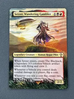 Setzer, Wandering Gambler MTG Final Fantasy Commander Hand Painted Altered Art v - Image 1