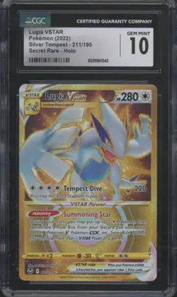 2022 Pokemon Silver Tempest Secret Rare Holo #211 Lugia VSTAR Gem Mint CGC 10 - Image 1