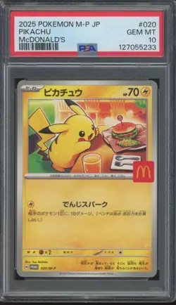 2025 Pokemon McDonalds Promo Japanese #020 Pikachu Gem Mint PSA 10 - Image 1
