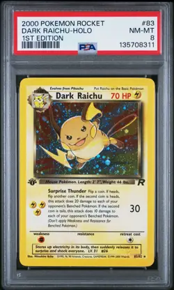 Pokemon PSA 8 NM-MT 1st Edition Team Rocket Holo Dark Raichu 83/82 - Image 1