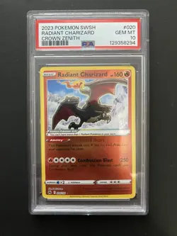 Pokemon Radiant Charizard Holo Rare Card 020/159 SWSH: Crown Zenith PSA 10 - Image 1