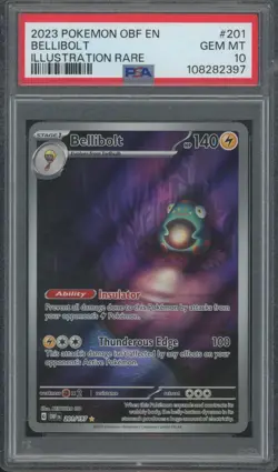 2023 Pokemon Obsidian Flames Illustration Rare #201 Bellibolt Gem Mint PSA 10 - Image 1