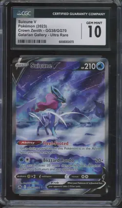 2023 Pokemon Crown Zenith Galarian Gallery Ultra Rare Suicune V Gem Mint CGC 10 - Image 1