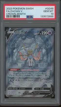 2023 Pokemon SWSH Crown Zenith Full Art #GG48 Zacian V Gem Mint PSA 10 - Image 1