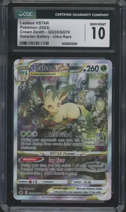 2023 Pokemon Crown Zenith Ultra Rare Leafeon VSTAR Gem Mint CGC 10 - Image 1