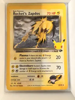 Pokemon TCG Rocket's Zapdos #15/132 Celebrations: Classic Collection Holo Bleed - Image 1